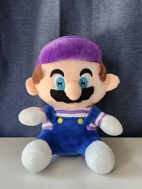 Baby Luigi Mario Purple Plush 8.5" With Suction Cup Glass Hanger Toy